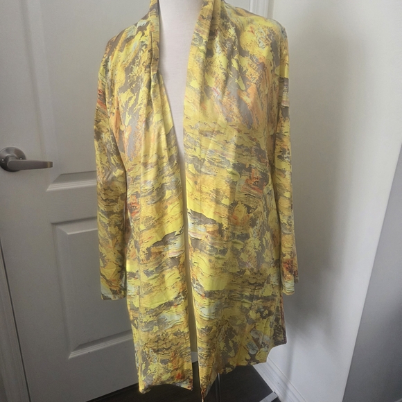 Yellow Abstract Patterned Open Jacket - Picture 1 of 3